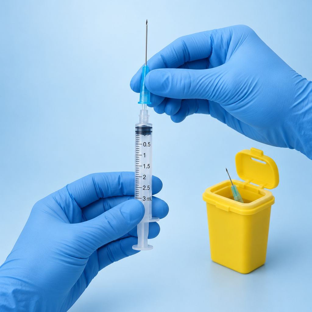 Peptide Reconstitution Guide — step 3: Swap needle