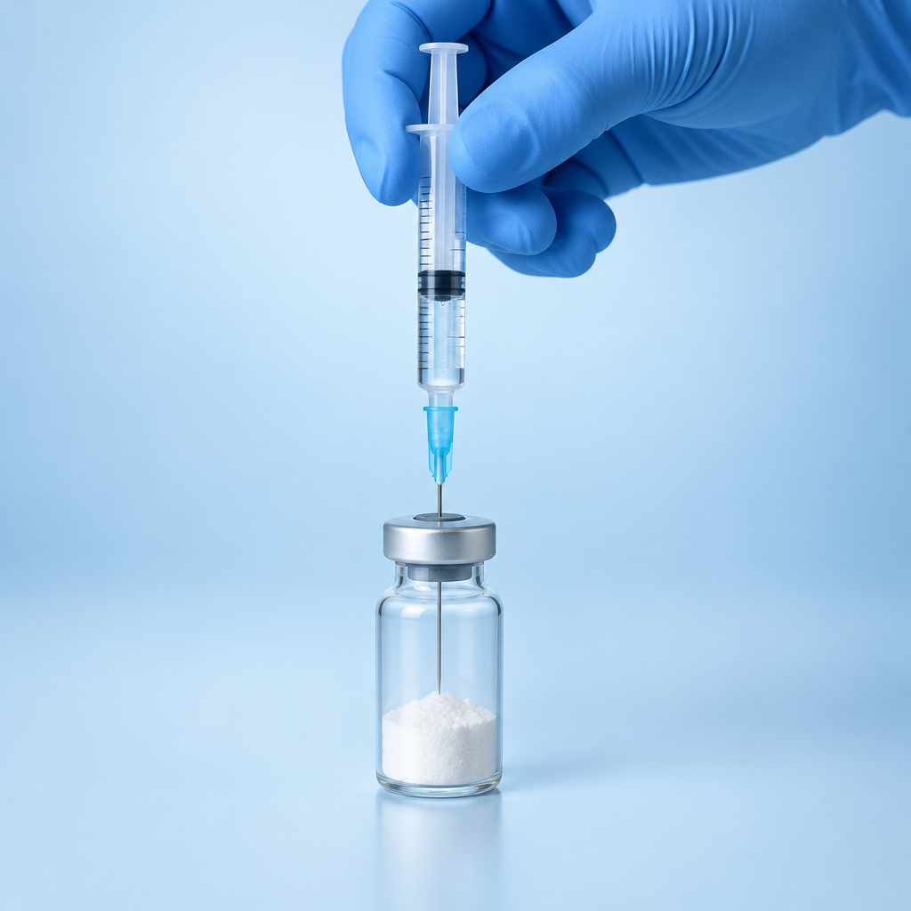 Peptide Reconstitution Guide — step 4: Transfer to peptide vial