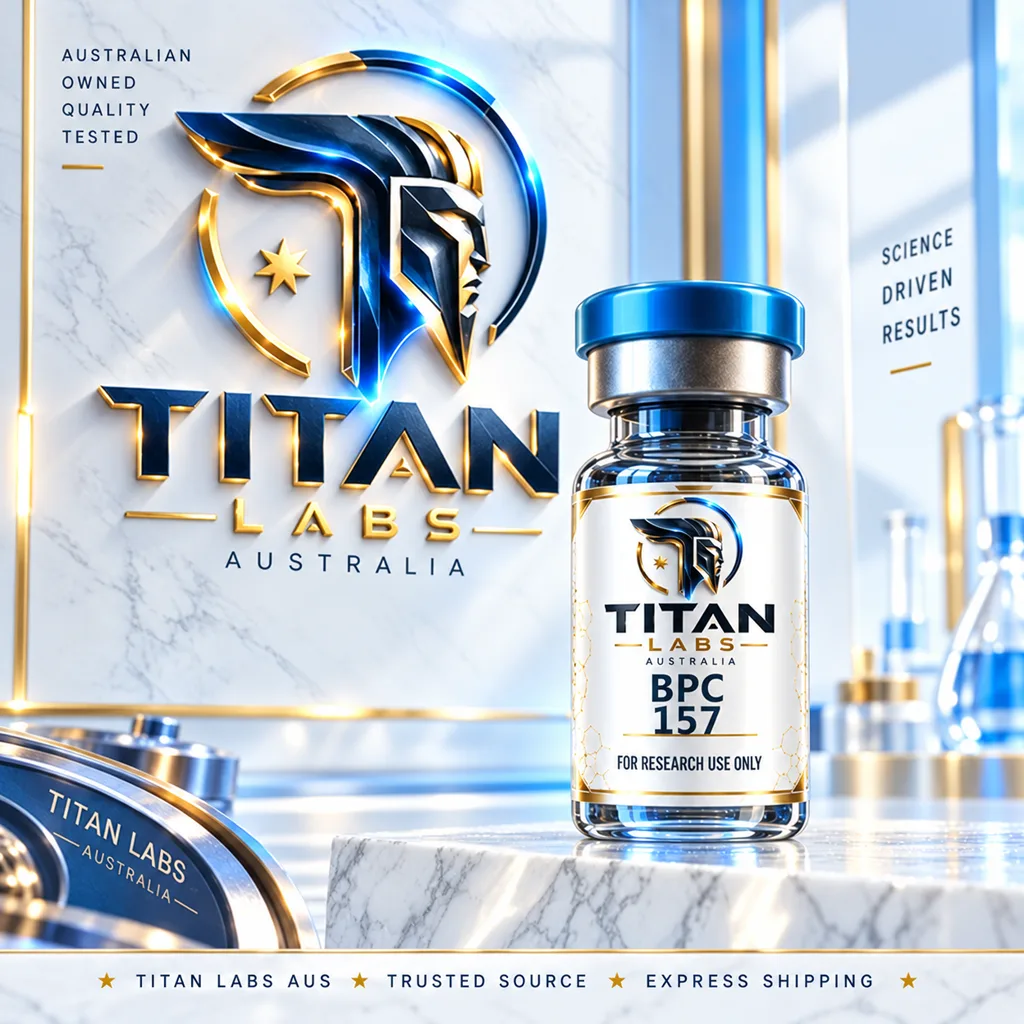 BPC 157 Titan Labs Australia clear vial with Titan Blue cap