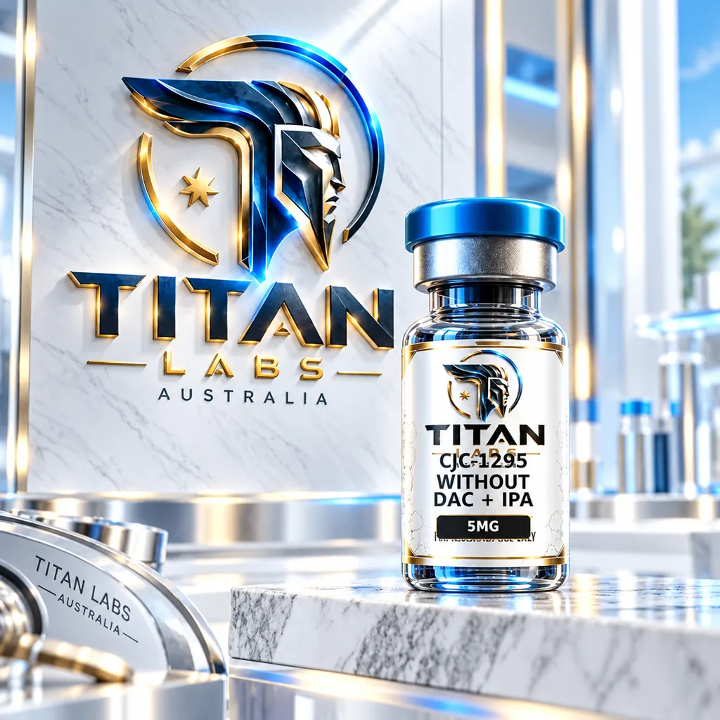 CJC-1295 Without DAC + IPA 5mg Titan Labs Australia clear vial with Titan Blue cap