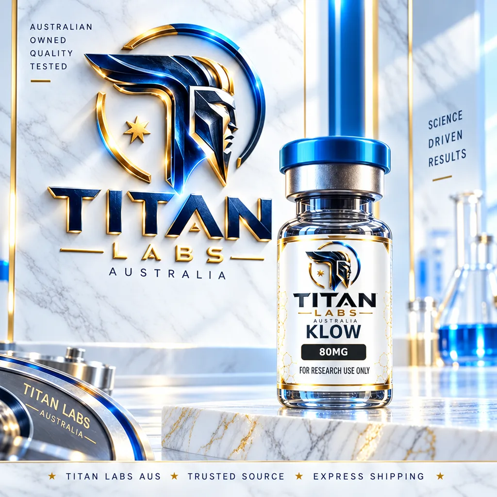 KLOW 80mg Titan Labs Australia clear vial with Titan Blue cap