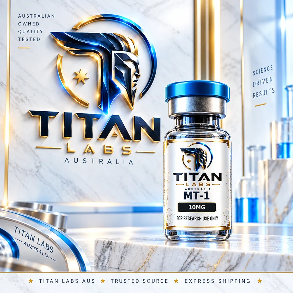 MT-1 10mg Titan Labs Australia clear vial with Titan Blue cap