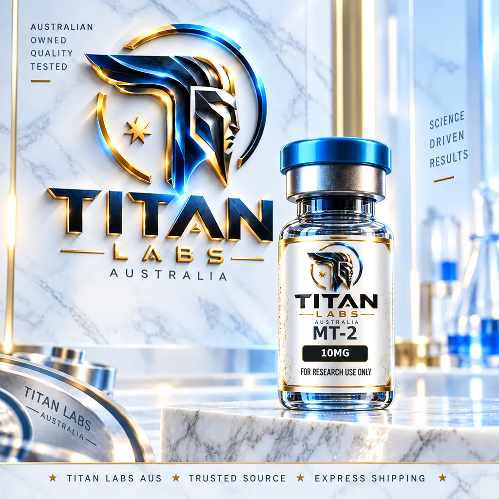 MT-2 10mg Titan Labs Australia clear vial with Titan Blue cap