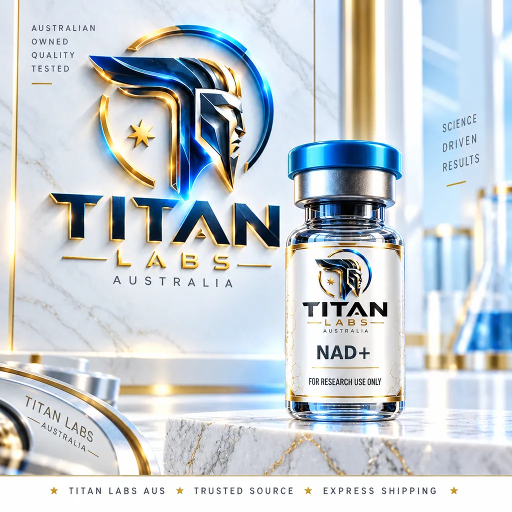 NAD+ Titan Labs Australia clear vial with Titan Blue cap