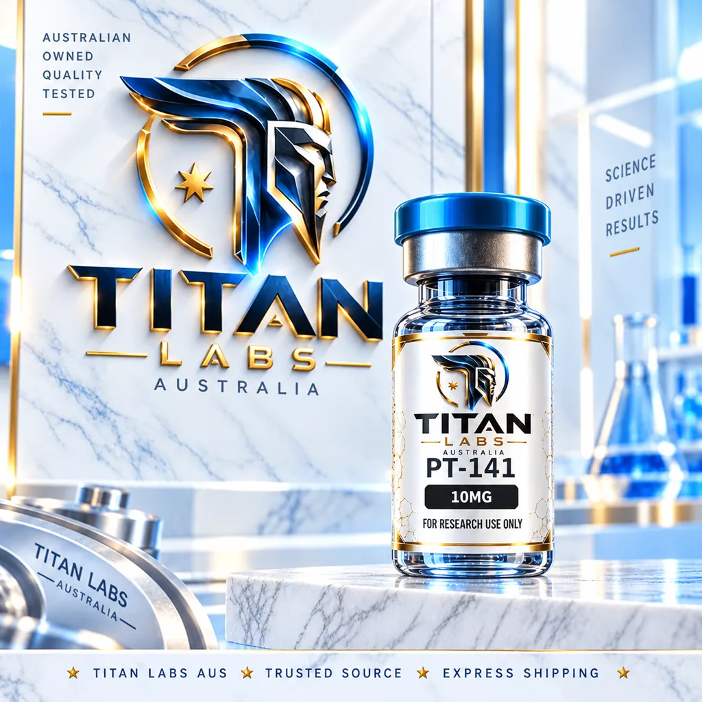PT-141 10mg Titan Labs Australia clear vial with Titan Blue cap