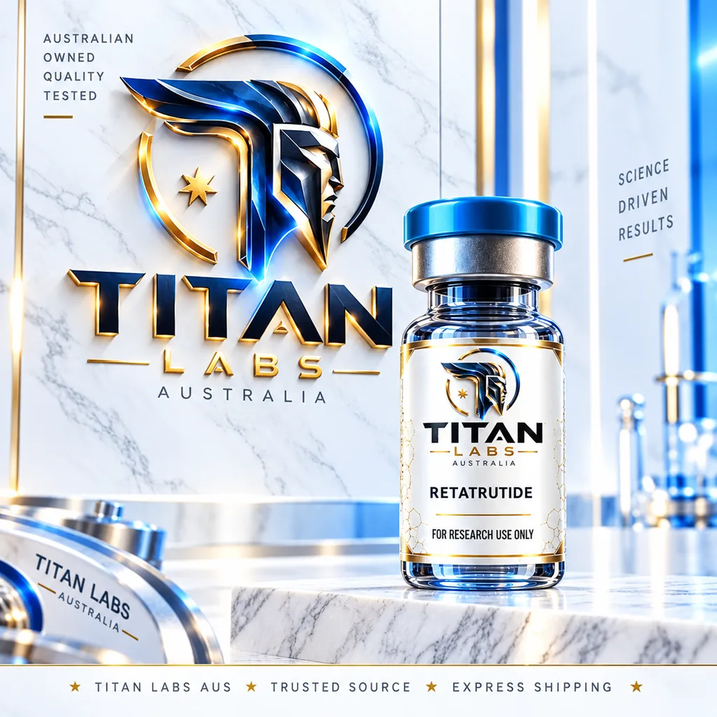 Retatrutide Titan Labs Australia clear vial with Titan Blue cap