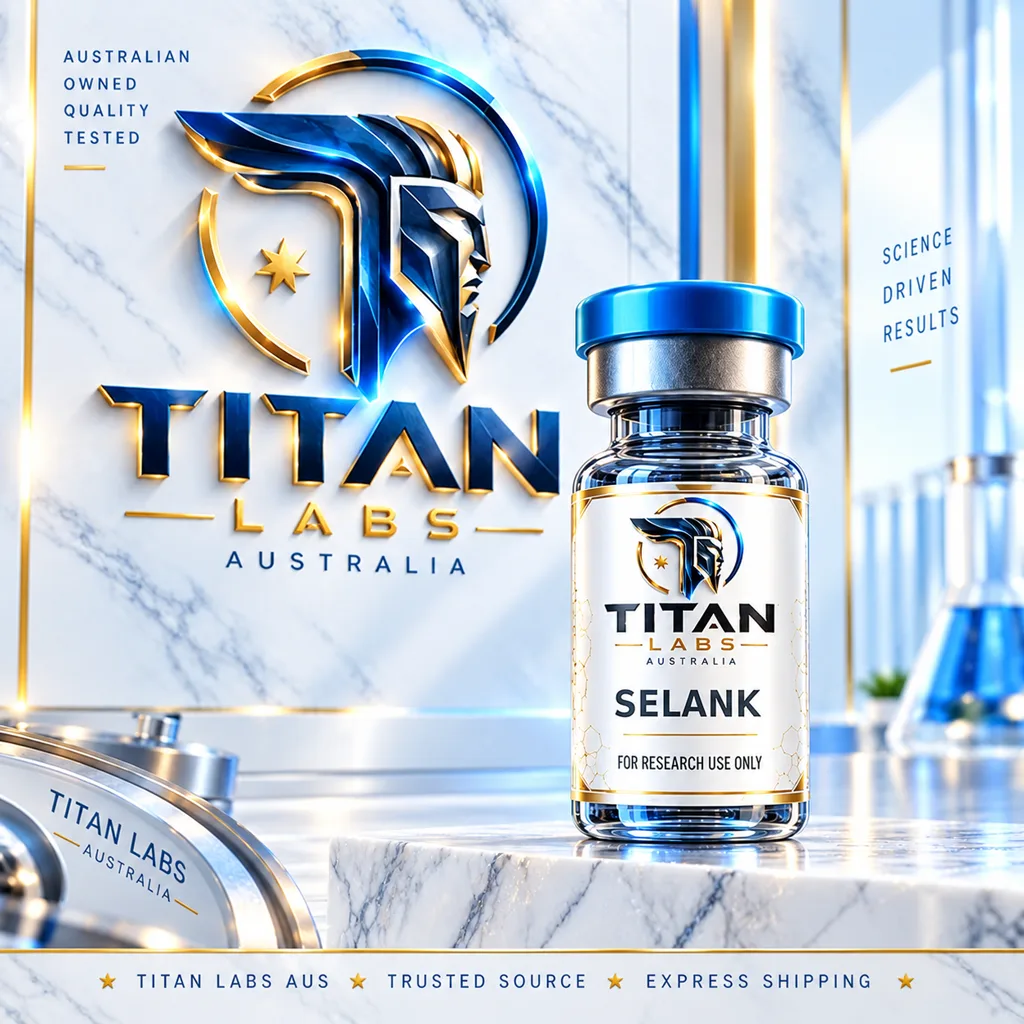 Selank Titan Labs Australia clear vial with Titan Blue cap