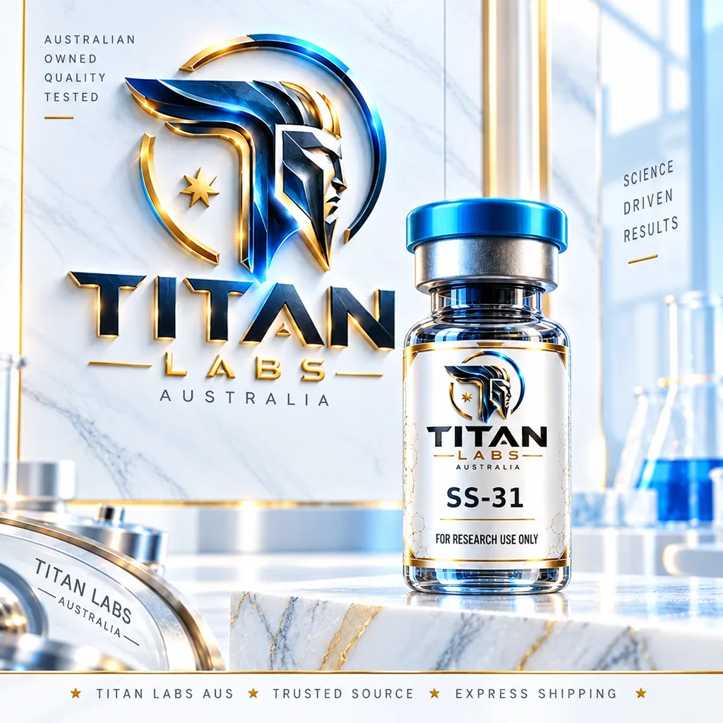 SS-31 Titan Labs Australia clear vial with Titan Blue cap