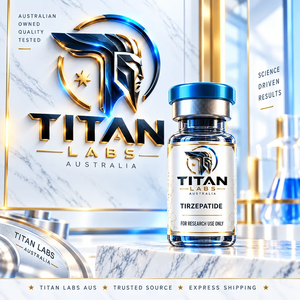Tirzepatide Titan Labs Australia clear vial with Titan Blue cap