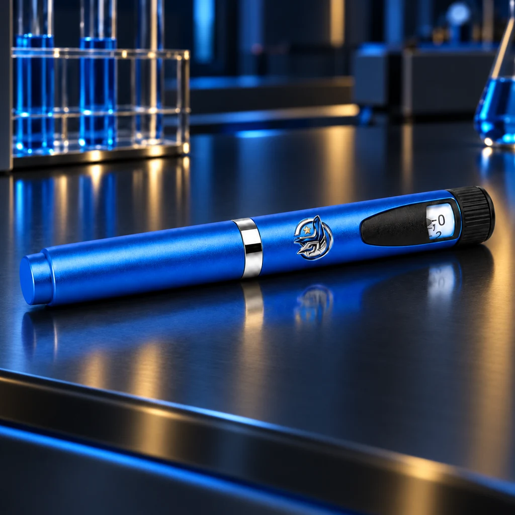 Titan V2 Reusable Pen — Blue: Full pen view